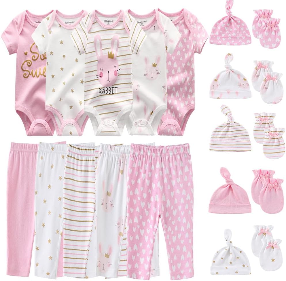 Kiddiezoom Unisex Baby Layette Essentials Giftset Clothing Set 19-Piece For Newborn Baby