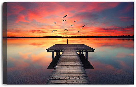 IPIC - Our Own Sunset Personalized Artwork with Names, Customized Gift for Anniversary, Giclee Canvas Wallart. 30x20
