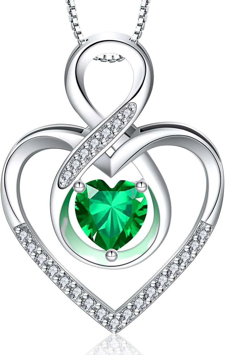 RIVIKO Infinity Heart Symbol Necklace for Women 925 Sterling Silver Love Heart Pendant Valentine's Day Mother's Day Anniversary Birthday Christmas Jewelry Gifts for Women Mom Wife Sister Her Friends