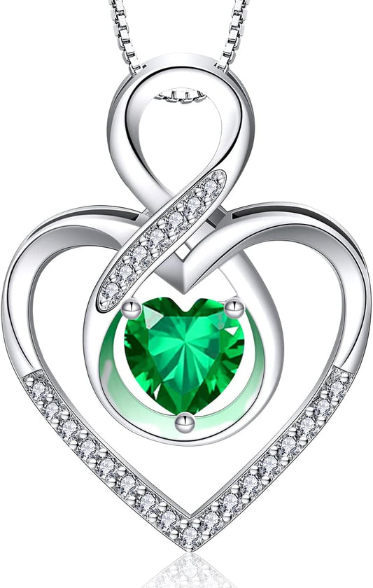 RIVIKO Infinity Heart Symbol Necklace for Women 925 Sterling Silver Love Heart Pendant Valentine's Day Mother's Day Anniversary Birthday Christmas Jewelry Gifts for Women Mom Wife Sister Her Friends