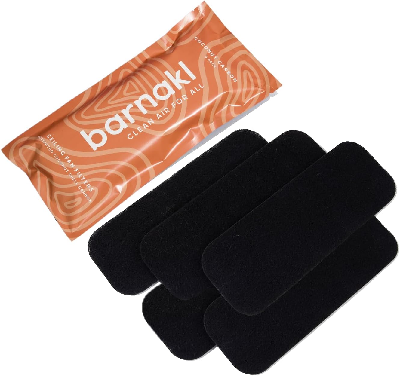 Ceiling Fan Filters | Activated Coconut Shell Carbon Ceiling Fan Blade Filters for Common Household Contaminants | Easy-Stick Universal Fit, Unscented (5-Count)