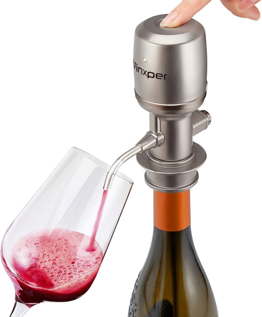 Expert Adjustable Electric Wine Aerator – Instant 240-Min Precision Decanting, Rechargeable & No-Drip Design, One-Touch Operation for 99% Wines & Spirits