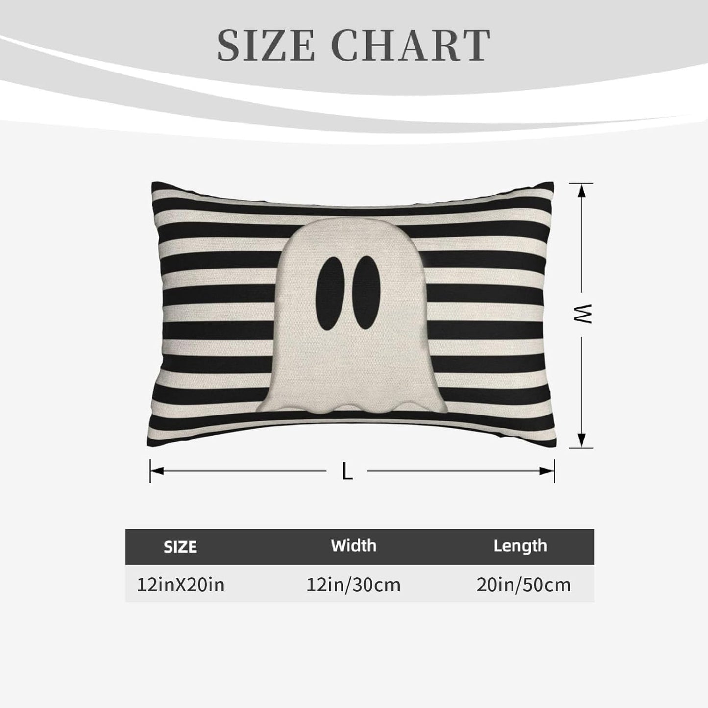 Halloween Decor Pillow Covers 12x20 Set of 2 Black Stripe Cute Ghost Throw Pillow Covers Halloween Decorative Pillow Covers for Halloween Decoration Linen Cushion Case for Couch Sofa Outdoor
