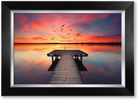 IPIC - Our Own Sunset Personalized Artwork with Names, Customized Gift for Anniversary. Giclee Wallart with High Grade Frame. Picture Size: 18x12