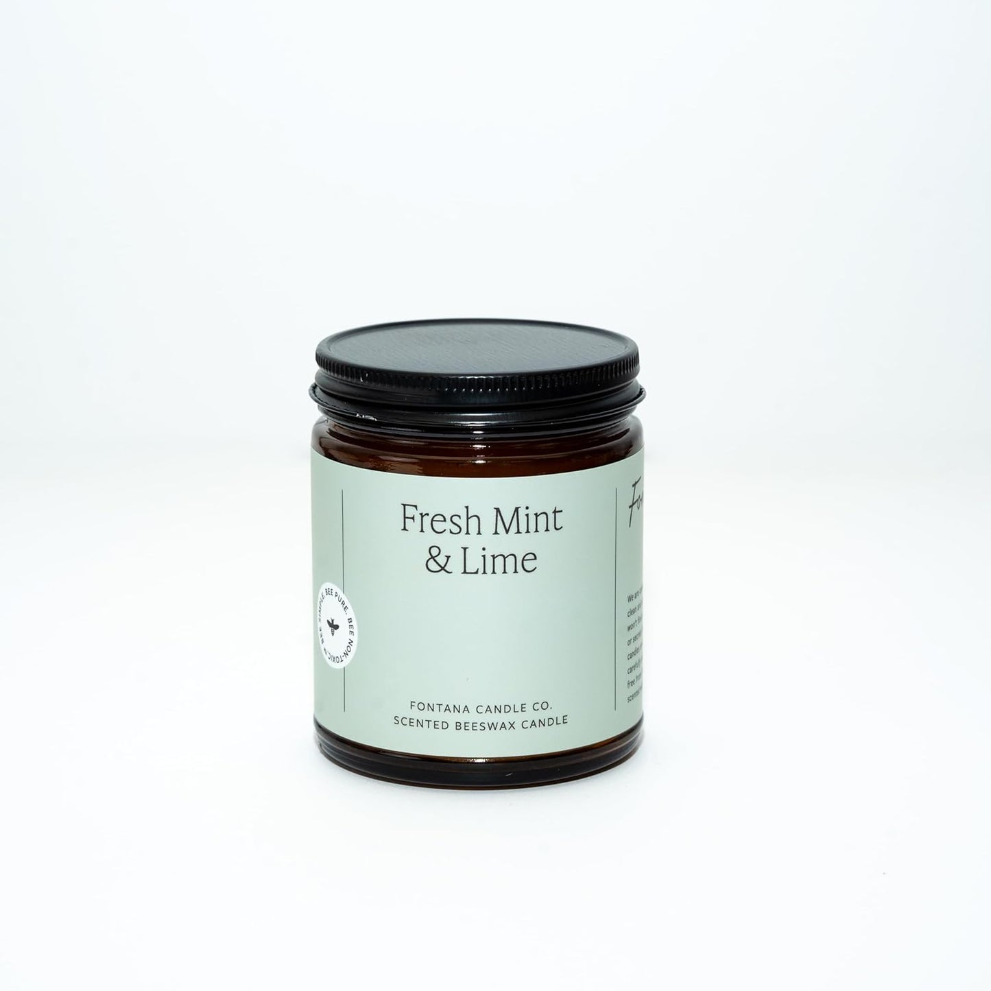 Fontana Candle Co Wood Wick Beeswax Jar Candle, Fresh Mint and Lime - Made with Coconut Oil & Pure Essential Oils – Clean Burn, Long Lasting and Non-Toxic Candles for Home & Room Decor