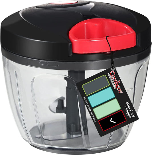 Cambom Manual Food Chopper Vegetable Cutter, Hand String Chopper Onions Cutter for Vegetable Fruits Nuts BPA Free Food Safe Material, 650ml Black