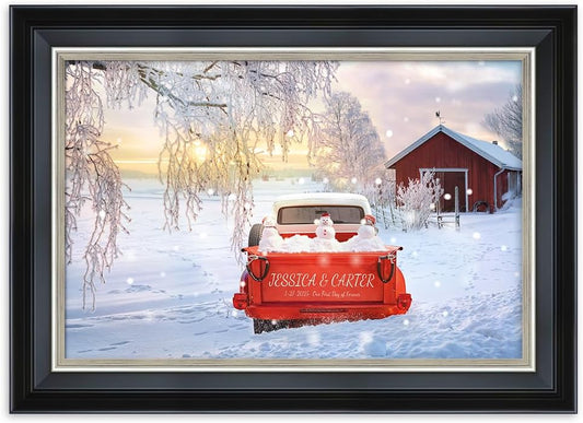 IPIC - Timeless Love Through the Seasons, Winter, Personalized Canvas Wall Art with Names, Custom Gift for Couples, Romantic Anniversary or Wedding Present for Bedroom or Living Room Decor