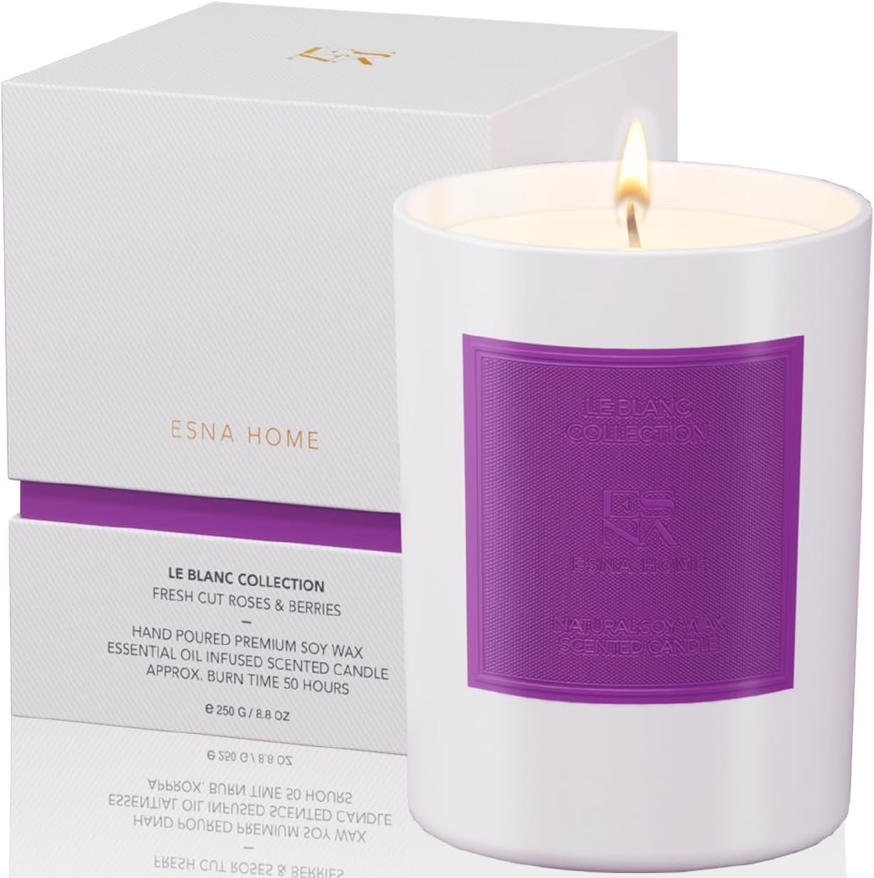 Christmas Leblanc Fresh Cut Roses & Berries Premium Aromatherapy Candles | 8.8oz Natural Essential Oil Soy Votives | 50H Long Burn | Matching Gift Box | Holiday Gifts for Her