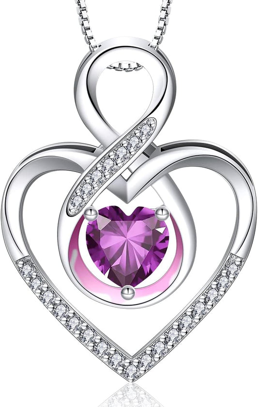 RIVIKO Infinity Heart Symbol Necklace for Women 925 Sterling Silver Love Heart Pendant Valentine's Day Mother's Day Anniversary Birthday Christmas Jewelry Gifts for Women Mom Wife Sister Her Friends