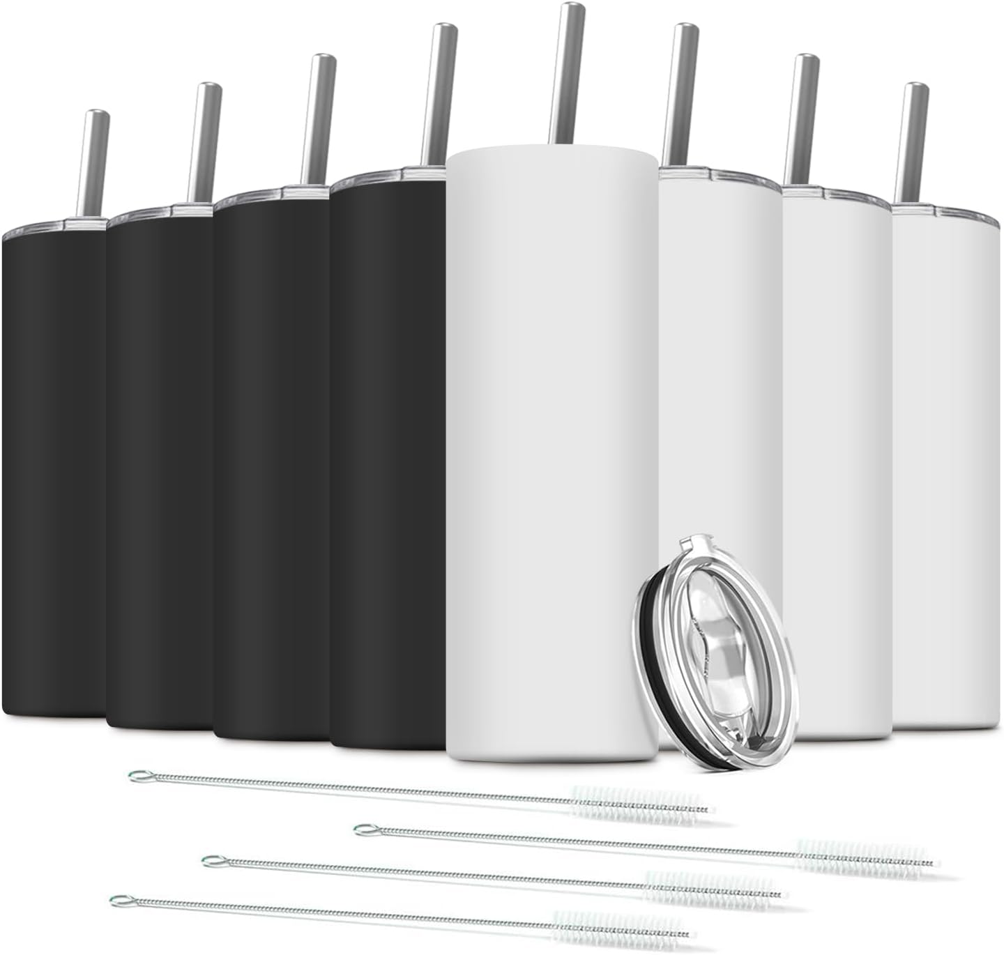 Tumbler with Straw and Lid, Insulated Coffee Travel Mug Tumbler 20 oz Stainless Steel Double Wall Reusable for Iced Drink, Women and Men Gift, Home Office, Outdoor