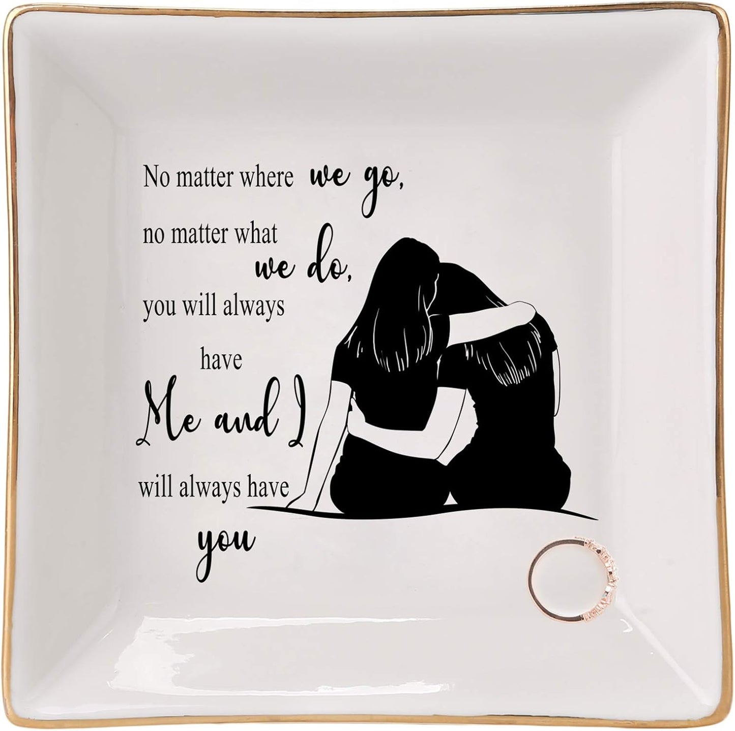 HOME SMILE Ceramic Ring Dish Jewelry Tray for Mom Sister Friends