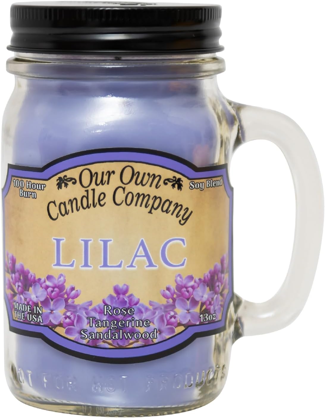 Our Own Candle Company, Lilac Scented Mason Jar Candle, 100 Hour Burn Time, 13 Ounces