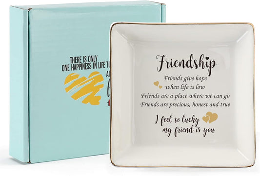 HOME SMILE Ceramic Ring Dish Jewelry Tray for Mom Sister Friends