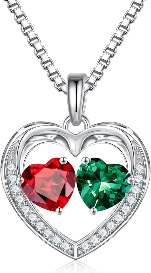 Iefil Birthstone Jewelry for Women - 925 Sterling Silver Birthstone Necklace, Anniversary Birthday Gifts for Women, Jewelry Gifts for Her Wife Mom Daughter