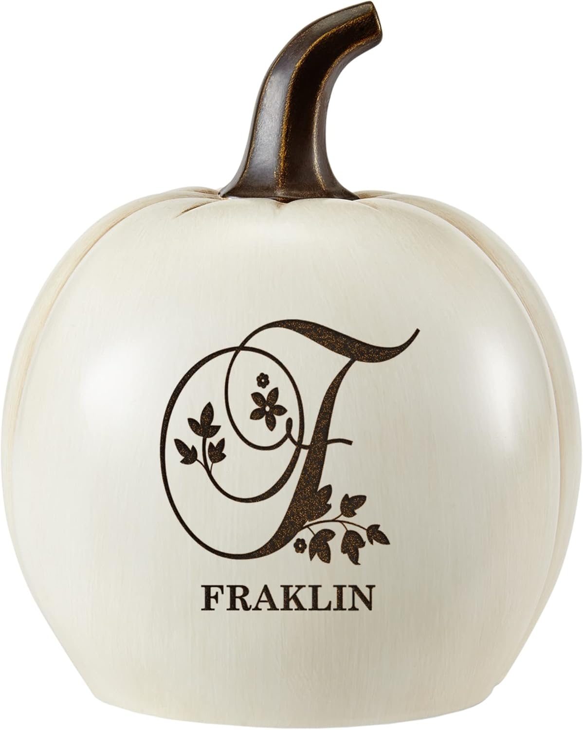 Let's Make Memories Personalized Pumpkin for Halloween - Customized Jack-O-Lantern - Your Name Pumpkin - Fall Décor - Light Up Pumpkin for Indoor/Outdoor Autumn - Name and Monogram - Small - Cream