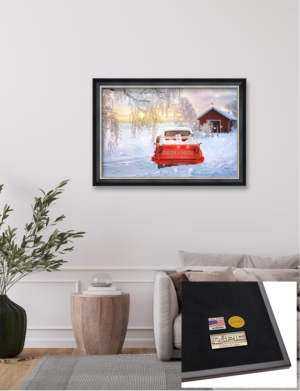 IPIC - Timeless Love Through the Seasons, Winter, Personalized Canvas Wall Art with Names, Custom Gift for Couples, Romantic Anniversary or Wedding Present for Bedroom or Living Room Decor
