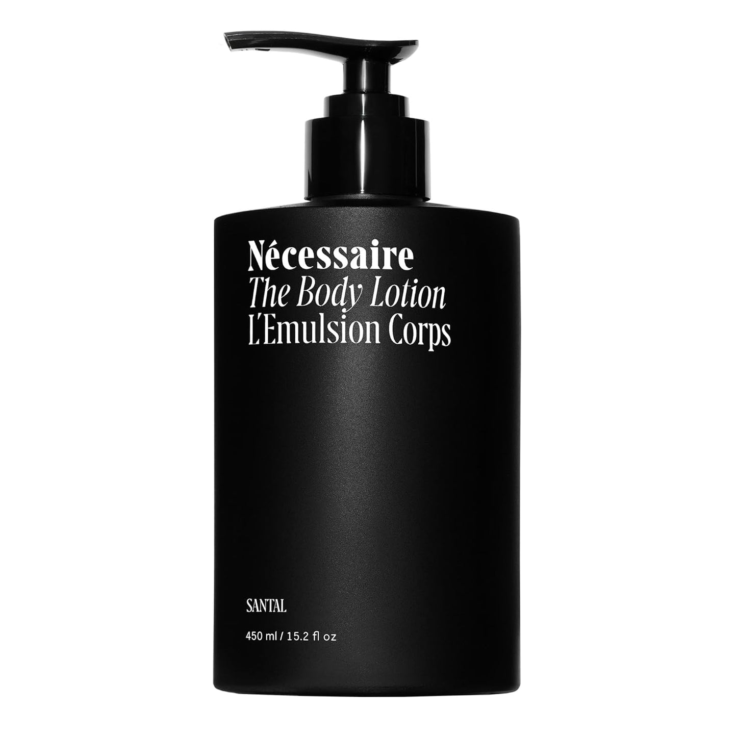 Nécessaire The Body Lotion with Pump. Santal. Multi-Peptide Firming Lotion to Moisturize, Firm, Strengthen. 2.5% Niacinamide, Vitamin C/E + Omega 6/9. 450ml / 15.2 fl oz