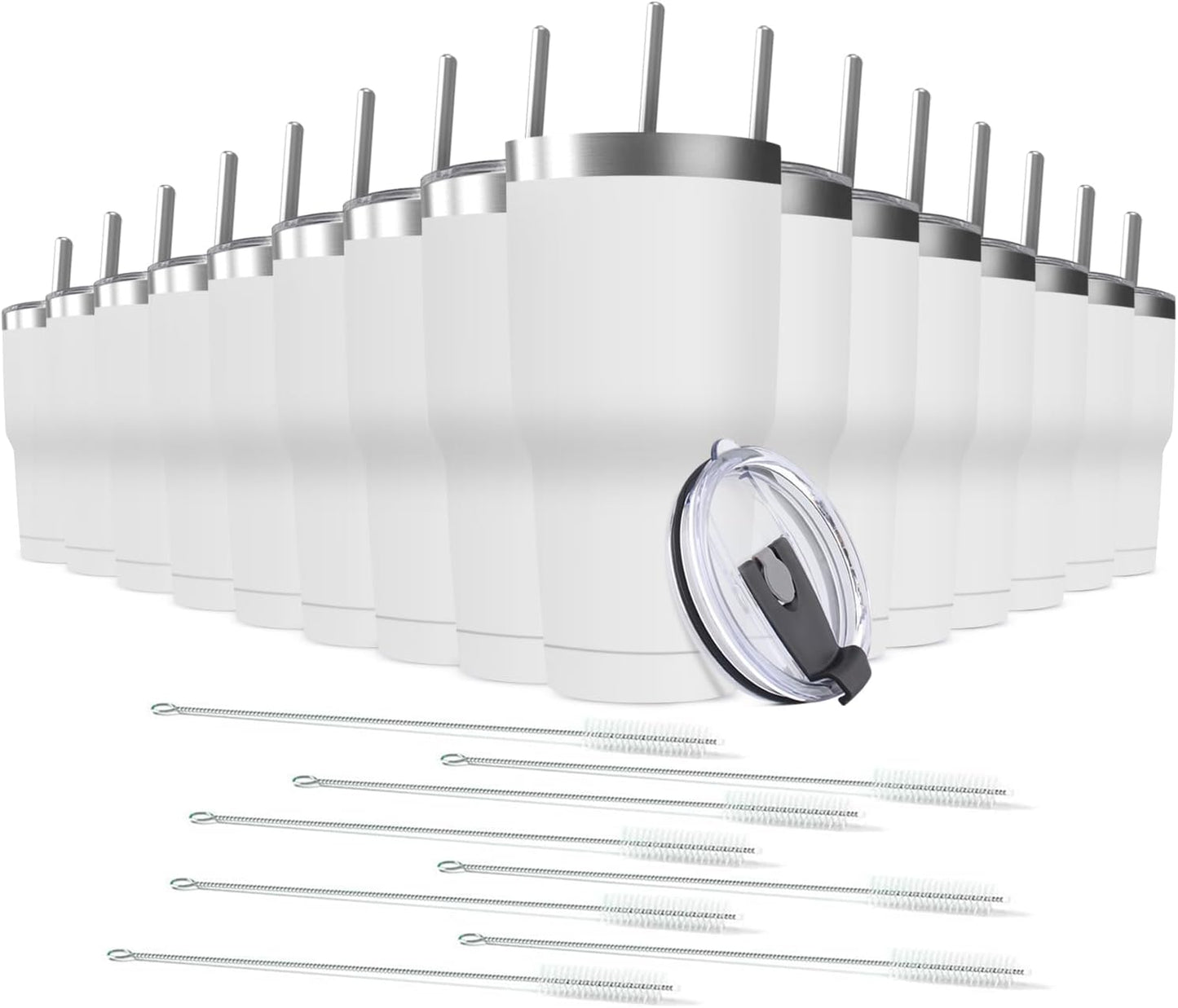 30oz Stainless Steel Travel Mug with Lid, Double Wall Vacuum Insulated Bulk Tumbler with Straws, Powder Coated Coffee Cup Suitable for Vehicle Cup Holders