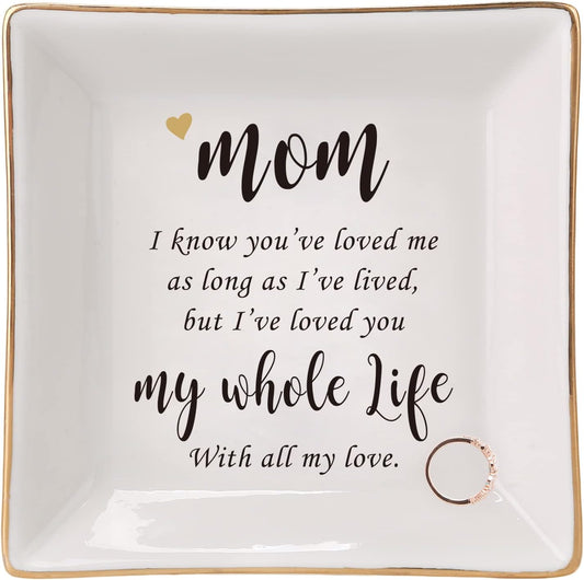 HOME SMILE Ceramic Ring Dish Jewelry Tray for Mom Sister Friends