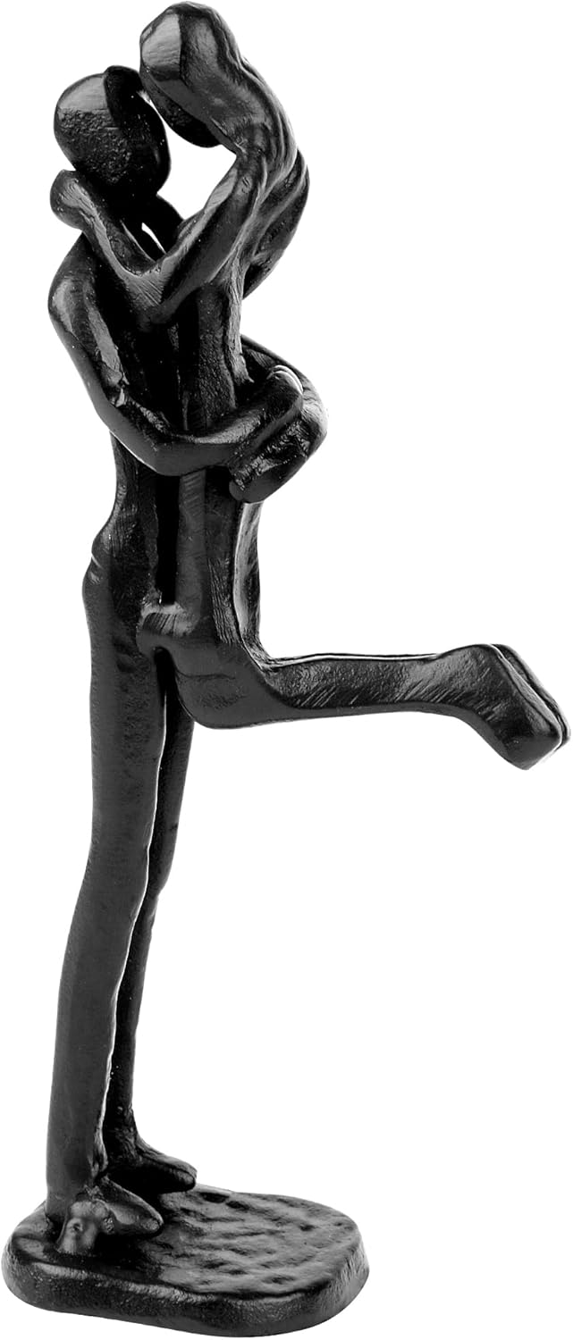 Anniversary, Wedding Gifts - Affectionate Couple Statue Happy Hugging Iron Sculpture, Modern Home Decorative Figurine, Gifts for Couple Women Men 6th Anniversary Christmas