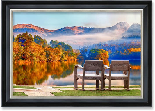 IPIC - Grow Old Together, Personalized Framed Wall Art with Names and Date on, Giclee Prints Framed with Solid Wood, Custom Memorial Gifts for Wedding Anniversary. Total Size: 27.25" W x 19.25" H