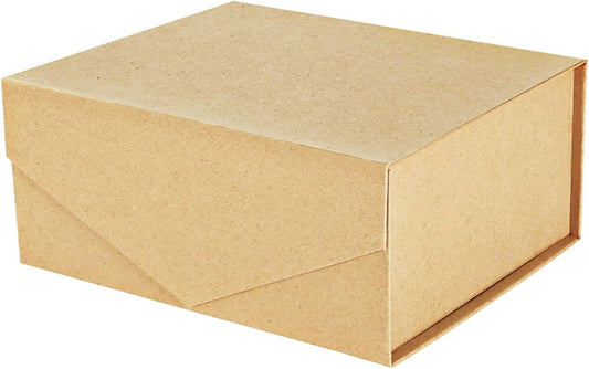 PACKHOME Gift Box 9x6.5x3.8 Inches, Rectangle Collapsible Box with Magnetic Lid for Gift Packaging (Kraft)