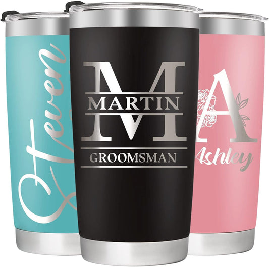 Personalized Tumbler with Names 16 Designs 10 Colors - Vacuum Insulated Travel Tumbler with Lid & Straw 20 Oz Custom Christmas Birthday Gift for Dad Mom Sister Friend Bridesmaid Groomsmen