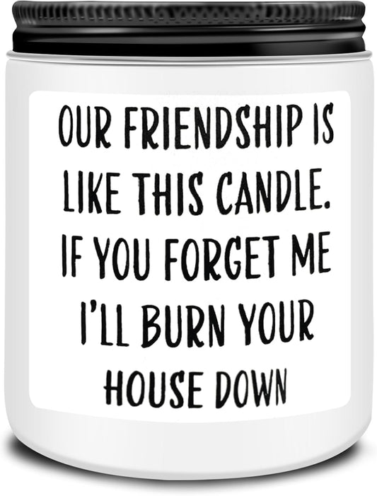 Homsolver Friends Birthday Christmas Gifts for Women, Friend Funny Scented Soy Candles Gift, Our Friendship White Candle Premium Lavender Scent