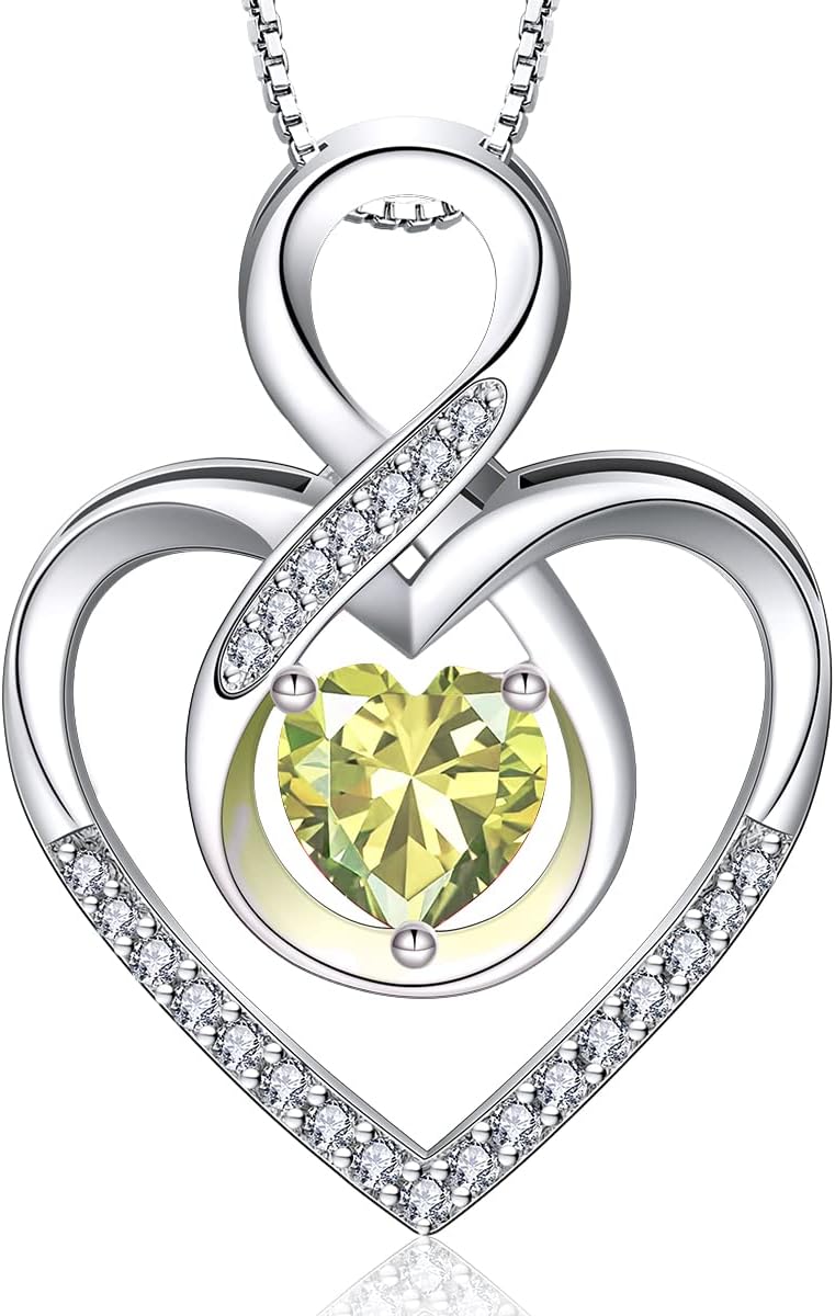 RIVIKO Infinity Heart Symbol Necklace for Women 925 Sterling Silver Love Heart Pendant Valentine's Day Mother's Day Anniversary Birthday Christmas Jewelry Gifts for Women Mom Wife Sister Her Friends