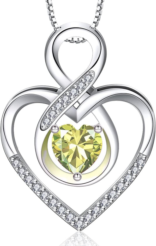 RIVIKO Infinity Heart Symbol Necklace for Women 925 Sterling Silver Love Heart Pendant Valentine's Day Mother's Day Anniversary Birthday Christmas Jewelry Gifts for Women Mom Wife Sister Her Friends