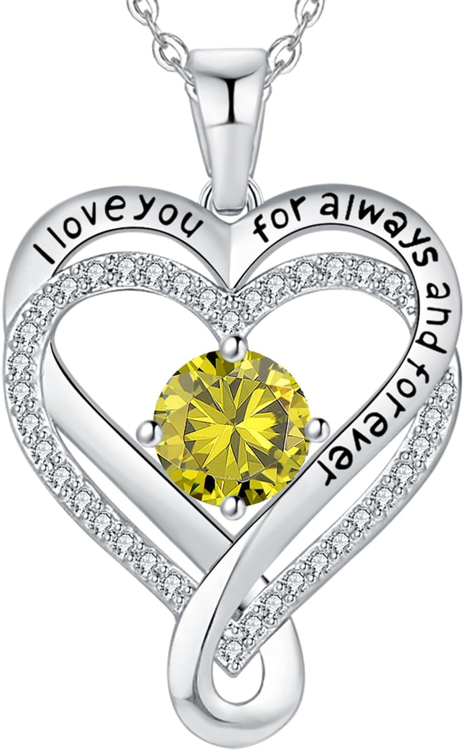 Jewelry for Women Wife Infinity Heart Birthstone I Love You Necklace S925 Anniversary Women Necklaces for Her Wife Birthday Gift Ideas, Birthday Present for Girlfriend Mom Daughter Sterling Silver