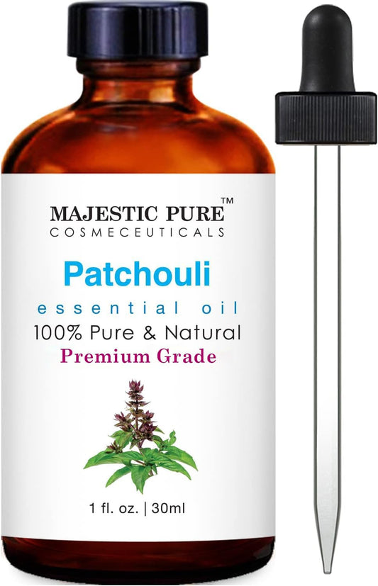 Majestic Pure Patchouli Essential Oil with Glass Dropper - 1 Fl Oz - 100% Pure and Natural Patchouli Oil - Premium Grade Essential Oils for Diffuser, Aromatherapy, Soap and Candle Making