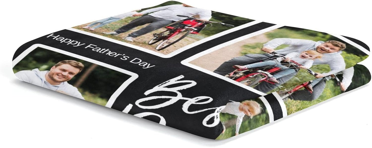 Custom Blankets with Photo, Personalized Photo Blankets Fathers Day Personalized Gifts for Dad from Daughter Son Customized Blanket with Picture