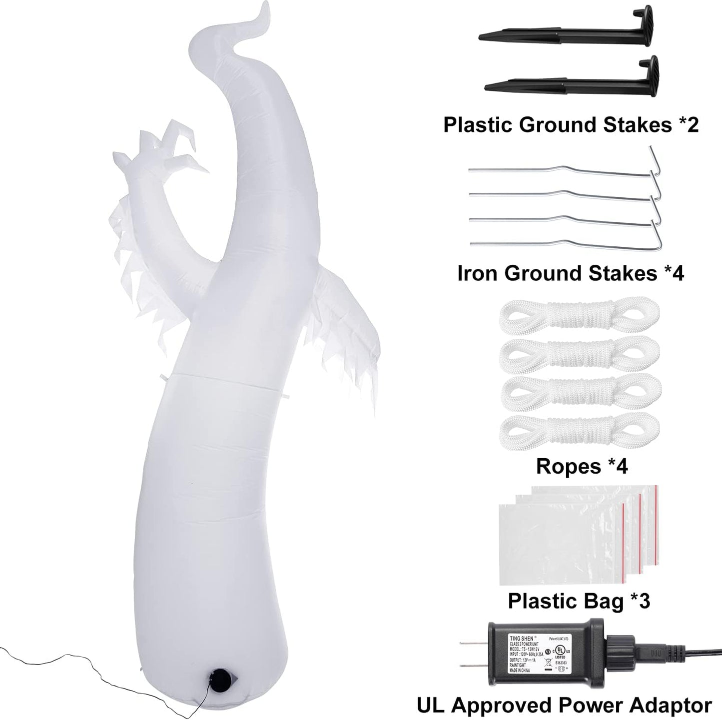 Sizonjoy 12 Ft Giant Halloween Inflatable Ghost, Blow Up Halloween Decorations Built-in LED Lights for IndoorOutdoor Yard Garden Includes Stakes