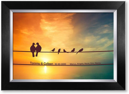 IPIC - We Are Family Personalized Artwork with Names, Customized Gift for Anniversary. Giclee Wall Art with High Grade Frame. Picture Size: 18x12,Total Size: 21X15