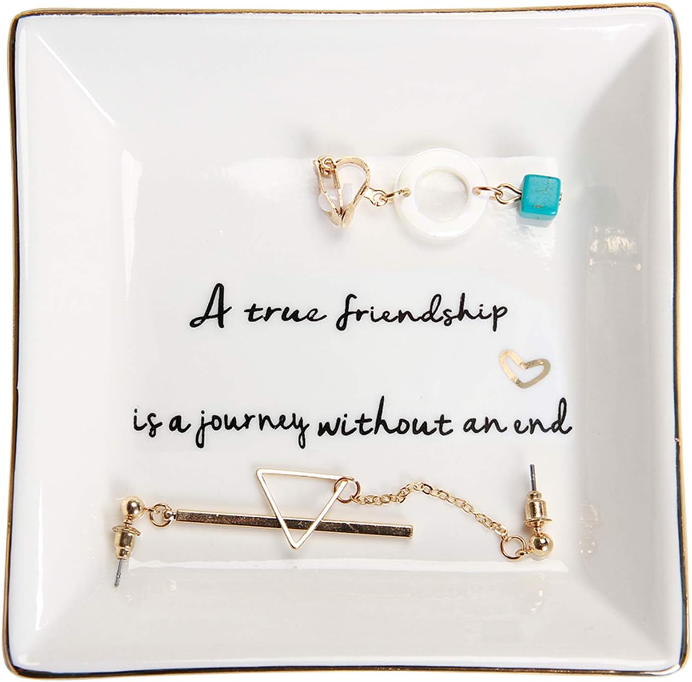 HOME SMILE Ceramic Ring Dish Jewelry Tray for Mom Sister Friends