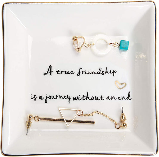 HOME SMILE Ceramic Ring Dish Jewelry Tray for Mom Sister Friends