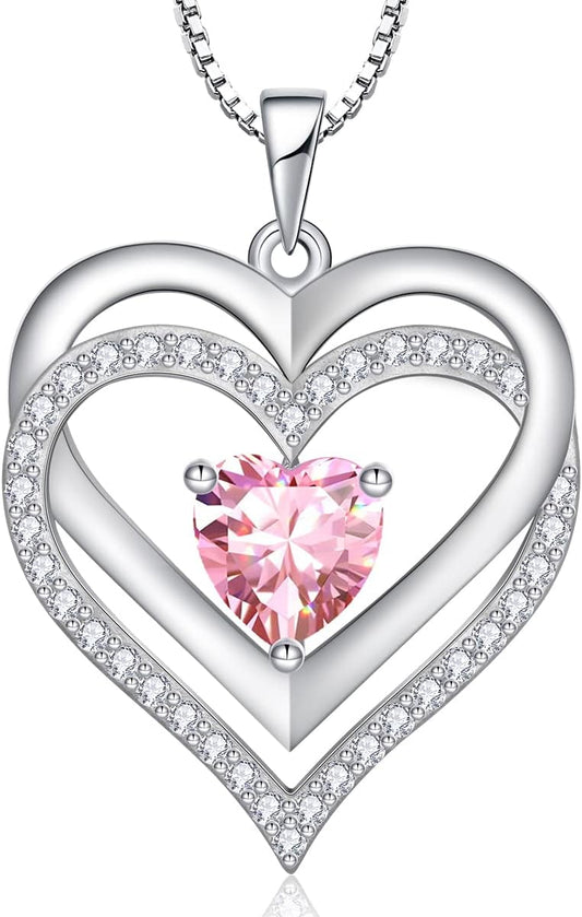 RIVIKO Infinity Heart Symbol Necklace for Women 925 Sterling Silver Love Heart Pendant Valentine's Day Mother's Day Anniversary Birthday Christmas Jewelry Gifts for Women Mom Wife Sister Her Friends