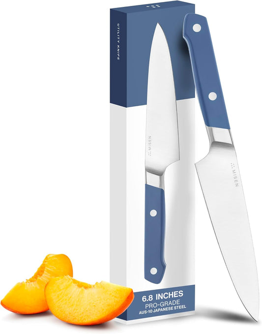 Misen 6.8" Chef Knife – High Carbon Japanese AUS-10 Stainless Steel – Hybrid German & Japanese Blade – Precision Kitchen Knife for Professionals & Home Cooks – Ultimate Cutting Performance - Blue