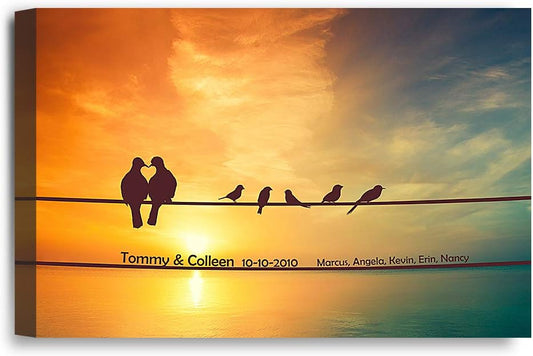 IPIC - We Are Family Personalized Artwork with Names, Customized Gift for Anniversary, Giclee Canvas Wall Art.. 18x12