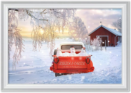IPIC - Timeless Love Through the Seasons, Winter, Personalized Canvas Wall Art with Names, Custom Gift for Couples, Romantic Anniversary or Wedding Present for Bedroom or Living Room Decor