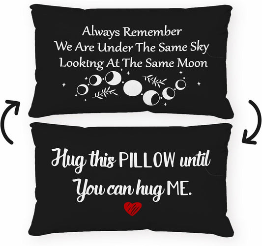 Long Distance Relationship Gifts Always Remember We are Under The Same Sky Reversible Decor Throw Pillow Case Decor for Home Bedroom,12''x20''Black Pillow case,Gift for Boyfriend,Girlfri (black-3)