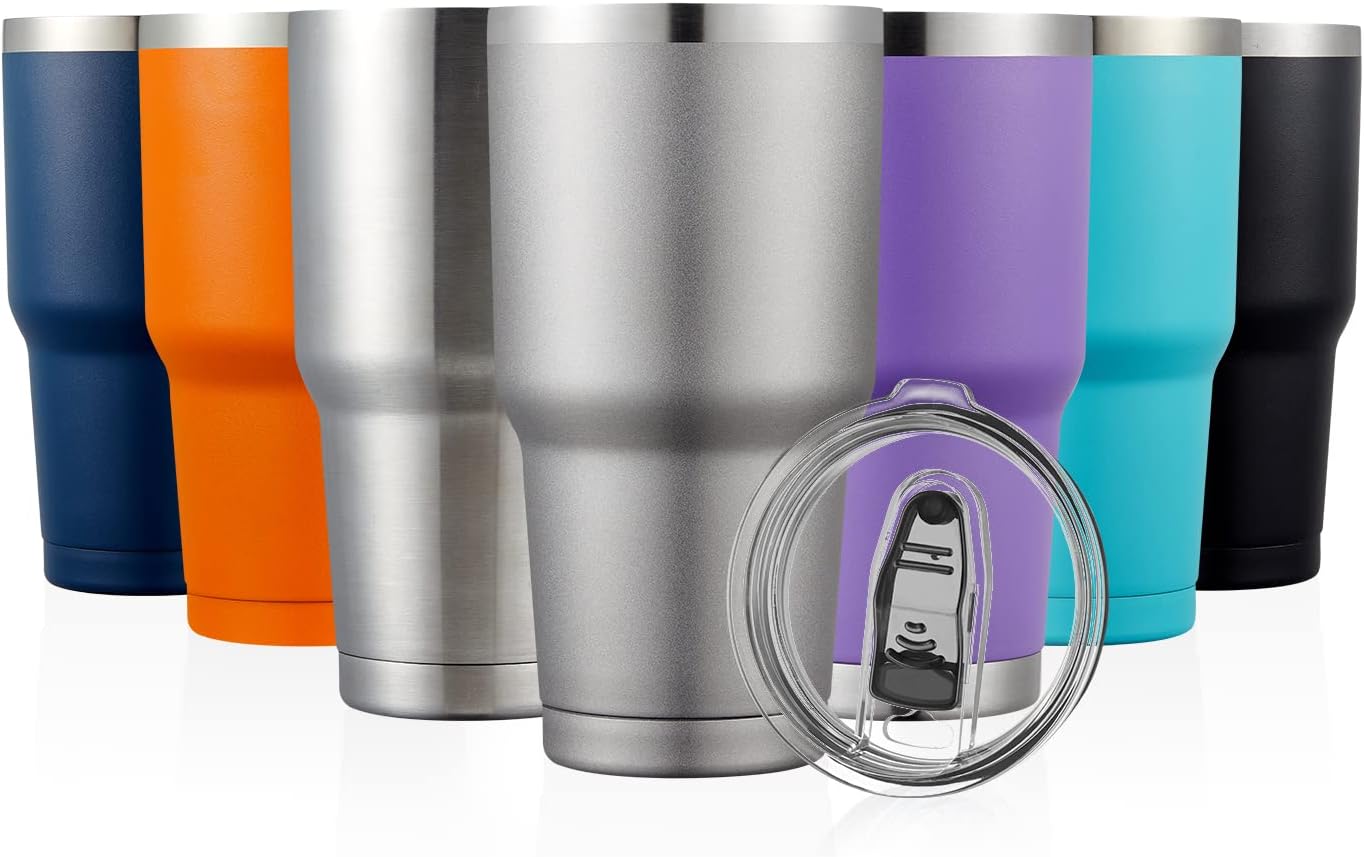 COMOOO 30oz Stainless Steel Tumbler with Lid Insulated Tumbler Coffee Cup Durable Double Wall Vacuum Travel Coffee Mug Thermal for Hot and Cold Drinks (Grey, 1 Pack)