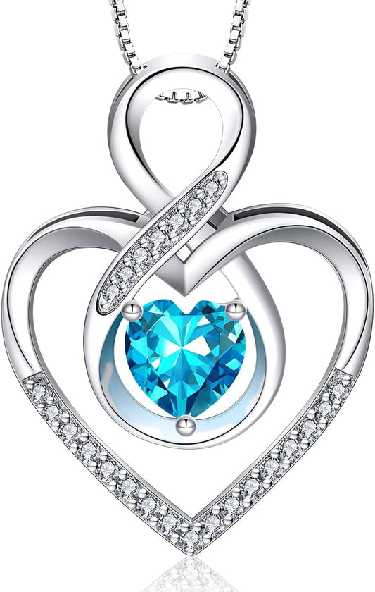 RIVIKO Infinity Heart Symbol Necklace for Women 925 Sterling Silver Love Heart Pendant Valentine's Day Mother's Day Anniversary Birthday Christmas Jewelry Gifts for Women Mom Wife Sister Her Friends