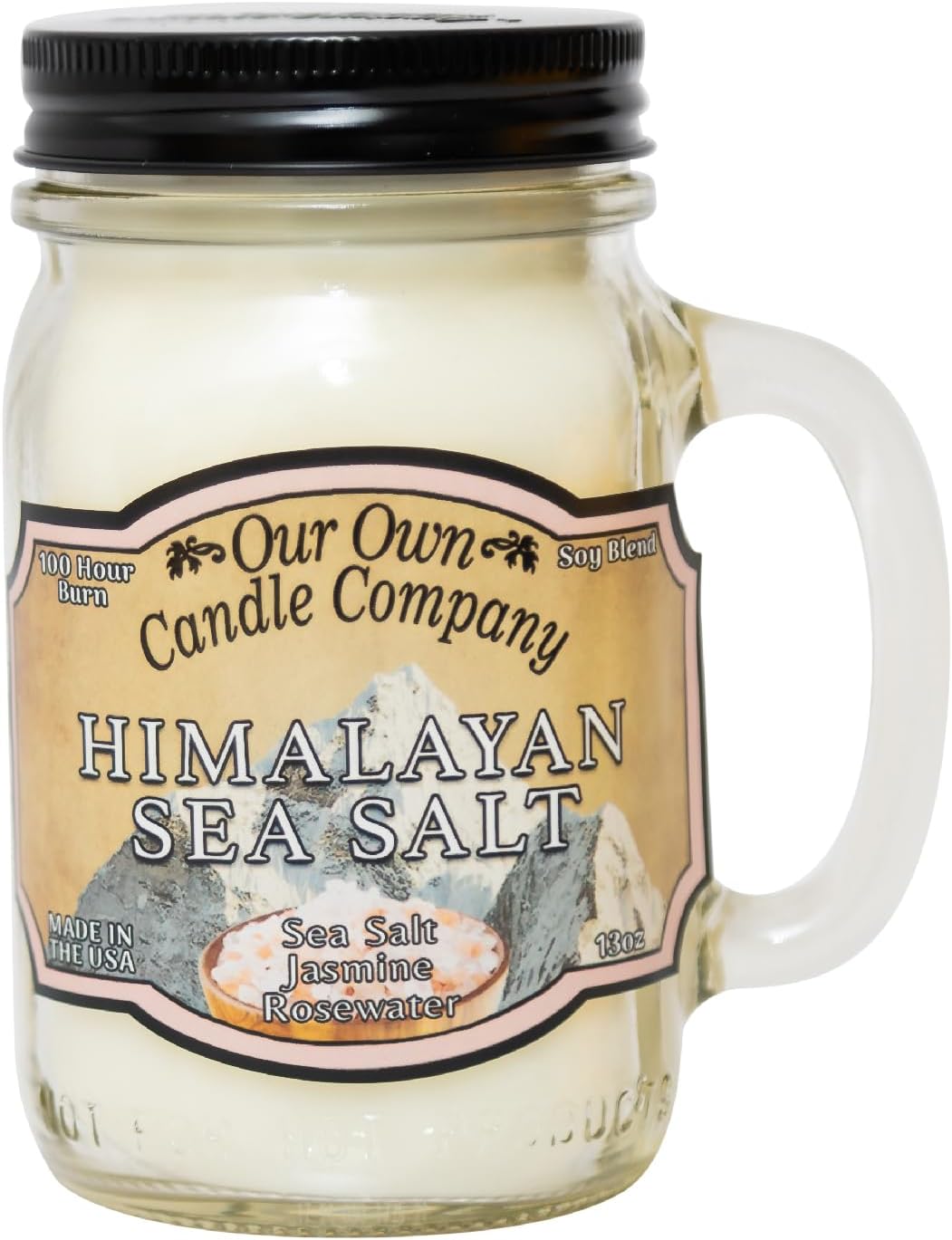 Our Own Candle Company, Himalayan Sea Salt Scented Mason Jar Candle, 100 Hour Burn Time, 13 Ounces