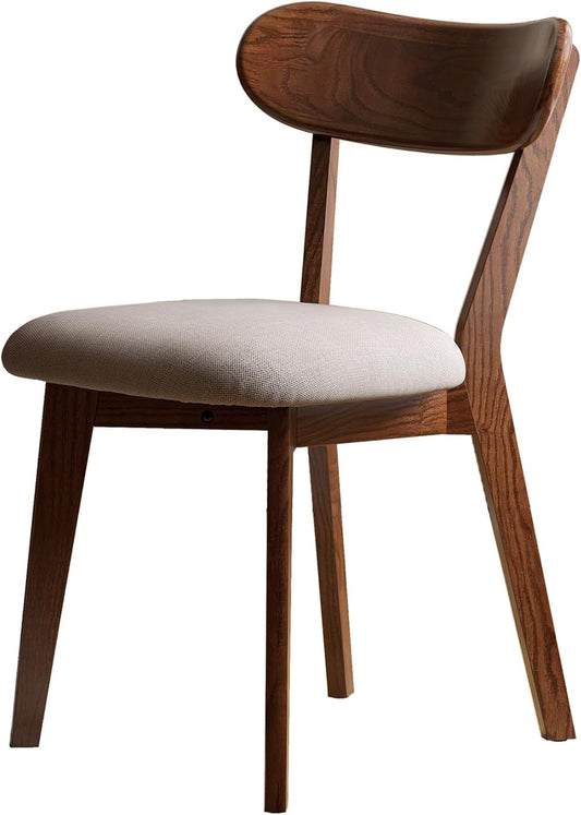 100% Solid Oak Wood Dining Room Chairs - Practical Kitchen Chairs - Wood Chair for Dining Room, Kitchen (1, Walnut with Grey Cushion)