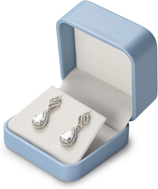 Oirlv Luxury Leather Earring Case Jewelry Box For Earrings Premium Jewelry Box Luxury Gift Case(Sky Blue)