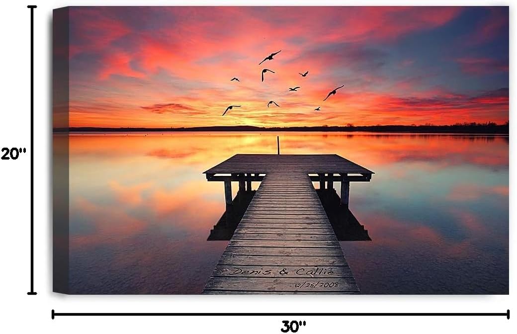 IPIC - Our Own Sunset Personalized Artwork with Names, Customized Gift for Anniversary, Giclee Canvas Wallart. 30x20