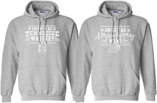 Whiskey and Wine Country Couples His & Hers Duo Matching Hoodie Sweatshirt Unisex