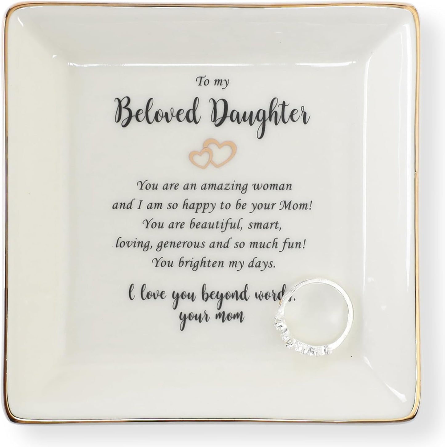 HOME SMILE Ceramic Ring Dish Jewelry Tray for Mom Sister Friends